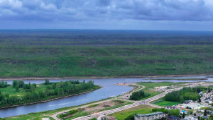 Panoramic view of Fort McMurray at the Athabasca River